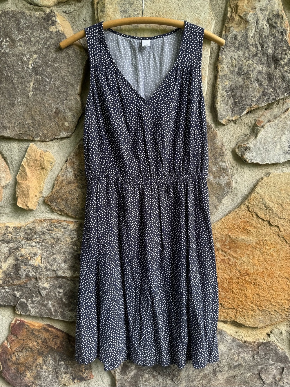 Old Navy Mini Polka Dot Navy Blue Dress - Sleeveless V-Neck Mini Small